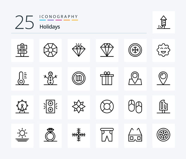 Набор черно-белых иконок про праздники и отдых Набор черно-белых иконок про праздники и отдых